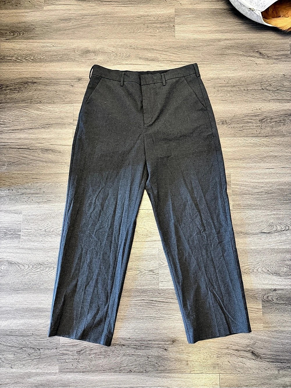 Oak + Fort Relaxed Fit Trouser Straight Leg Pants in Gray Size 36